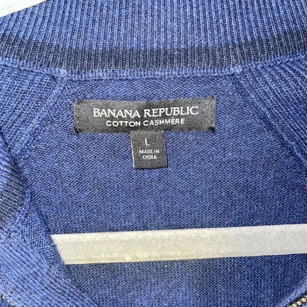 Banana Republic Sweater Men Large‎ 1/4 Zip Cotton Cashmere Classic Preppy